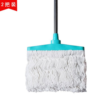絮实 纯棉地拖不锈钢杆棉纱线拖布工厂商用瓷砖地板拖水地拖40cm宽2把装