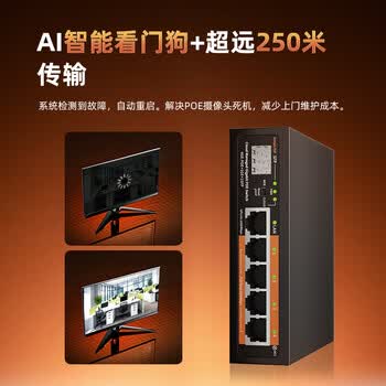 keepLINK KP-9000-204GP千兆6口标准云网管POE供电交换机52W摄像头监控AI智能分流器/台