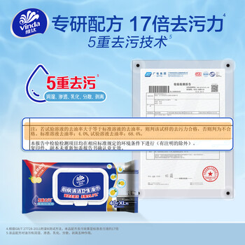 维达（Vinda）厨房湿巾 40片*3包 超大加厚尺寸 厨房纸去油污 厨房用纸