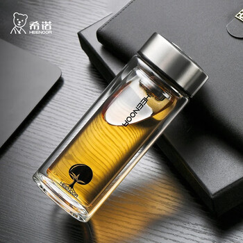 希诺双层玻璃杯男家用商务办公泡茶杯子车载过滤水杯XN-6702 345mL 希诺双层玻璃杯男家用商务办公泡茶杯子车载过滤水杯XN-6702 345mL