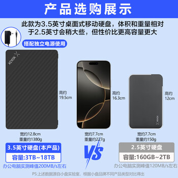 小盘(XDISK) 3TB移动硬盘USB3.1桌面硬盘TypeC扩展坞高速硬盘大容量高端硬盘3.5英寸存储家庭数据仓库