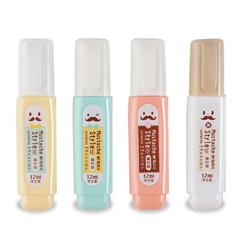 晨光（M&G）玩味胡子修正液12ml 小学生快干型初中高中涂改液修改液大容量修正笔 颜色随机