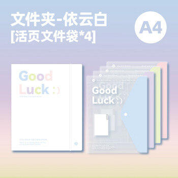三年二班Goodluck文件收纳册活页文件夹试卷夹A4文件袋资料册办公用品文件册袋多页多层插页档案册依云白