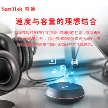 闪迪（SanDisk）T40 4TB备份小魔方 USB 3.2 /  Type-c接口 T40桌面固态硬盘 超大容量 读速高达1000MB/s 安全稳定
