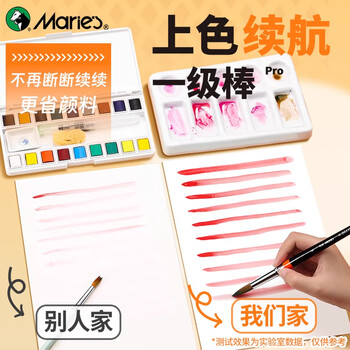 马利水彩画笔套装美术生专用绘画水彩笔尼龙毛丙烯水粉笔水彩颜料笔圆头初学者毛笔学生油画笔单号3支