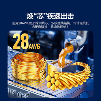 山泽七类网线纯铜 5米 CAT7类万兆屏蔽网络连接线 游戏电竞双绞线 电脑宽带家用网线2.5g成品跳线