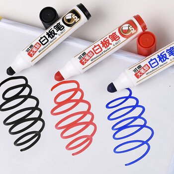 金万年10支黑色可加墨大笔划白板笔5mm色泽明亮易写易擦翻盖式后塞 G-0637-001