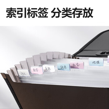 得力（deli）A4/13格软手柄手提文件包/风琴包  学生办公资料文件保护试卷资料收纳袋 单只大容量 蓝色5556