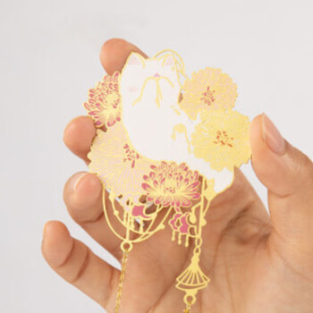 奉旨故宫文创 宫猫花影-十二花神故宫猫书签 黄铜金属创意 学生毕业礼物 九月菊花单支装 奉旨故宫文创 宫猫花影-十二花神故宫猫书签 黄铜金属创意 学生毕业礼物 九月菊花单支装