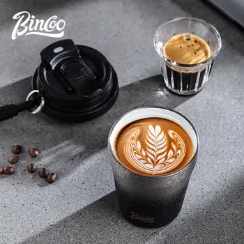 Bincoo渐变保温杯陶瓷涂层咖啡杯便携高颜值车载双饮随行吸管杯子