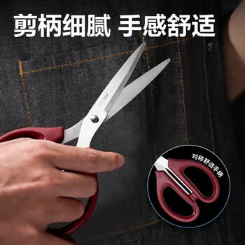 得力（deli）210mm办公生活家用剪刀 大号剪子手工剪纸刀 办公用品 红色6010
