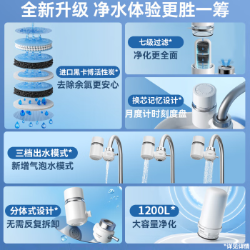 松下（Panasonic）净水器家用水龙头过滤器自来水过滤器水龙头净水器家用厨房水龙头新升级款TK-EUNJN2N 一机三芯