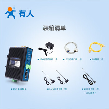 有人物联网双通道LoRa网关RS232/485远程网络边缘采集MODBUS协议以太网版USR-LG210 有人物联网双通道LoRa网关RS232/485远程网络边缘采集MODBUS协议以太网版USR-LG210