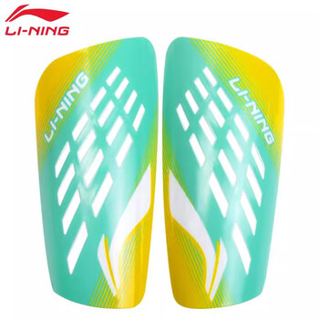 李宁（LI-NING）足球护腿板儿童成人护板护小腿比赛训练男士专业护具装备荧光绿M