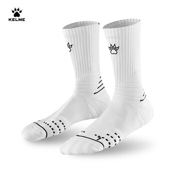卡尔美（KELME）成人篮球袜训练比赛加厚包裹透气耐磨防滑中筒袜子 白黑 M(34-38)