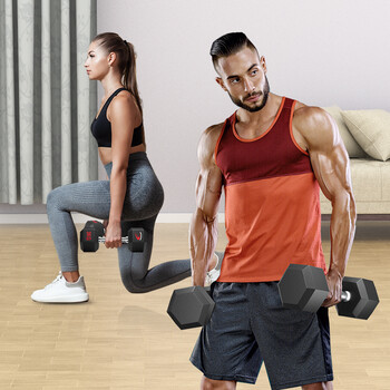 诚悦包胶哑铃男女士六角家商用专业健身房实心钢制器材组合套装5KG*2