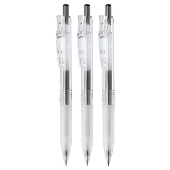 斑马牌(ZEBRA)Bio宝蔗考试笔 0.5mm透明环保蔗杆JJ15高颜值考试刷题按动中性笔 透明水色杆(黑芯)3支装