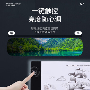 Touch Fish拷贝台临摹板led发光画板可调光动漫画画素描书法练字绘图描线勾线制图透光板 A4拷贝台无极调光