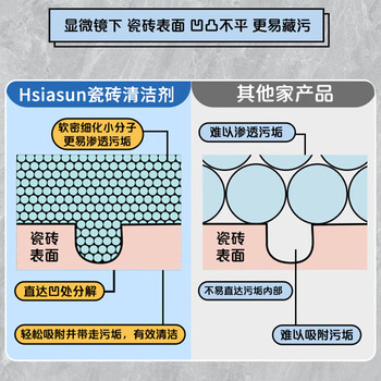 Hsiasun瓷砖清洁剂500g地砖清洗强力去污洗抑菌99%除顽固污渍除锈缝隙