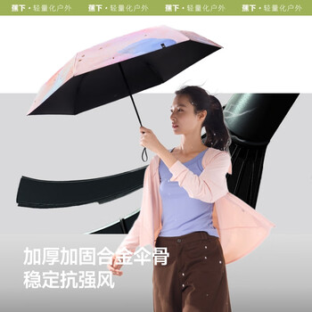 蕉下（beneunder）防紫外线遮阳伞五折口袋黑胶晴雨伞防晒伞BM665繁堇