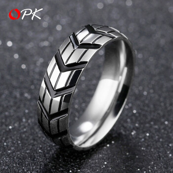 韩版时尚车轮钛钢戒指男潮人个性简约单身霸气食指环可刻字 美号8号