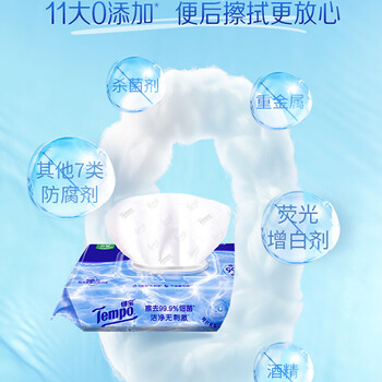 得宝（TEMPO）一博同款 纯水湿厕纸 80片*1包 深澈水感私密呵护 可冲散 湿纸巾 