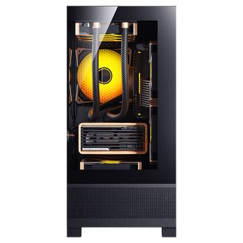爱国者 W60 黑色 MATX机箱 水冷白色海景房 台式机电脑主机   