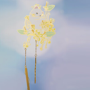 奉旨故宫文创 宫猫花影-十二花神故宫猫书签 黄铜金属创意 学生生日毕业礼物 八月桂花单支装 奉旨故宫文创 宫猫花影-十二花神故宫猫书签 黄铜金属创意 学生生日毕业礼物 八月桂花单支装