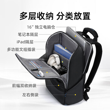 新秀丽（Samsonite）商务通勤双肩包大容电脑包16英寸男女背包高端书包时尚出差旅行包