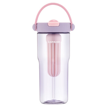 乐扣乐扣（LOCK&LOCK）大容量塑料吸管水杯tritan户外水壶带提手茶仓男女杯子紫色800ML
