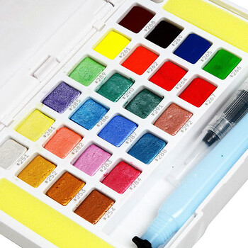 樱花(SAKURA)固体水彩颜料24色套装(含金属珠光荧光色系)便携式透明水彩画笔初学者学生写生美术绘画 樱花(SAKURA)固体水彩颜料24色套装(含金属珠光荧光色系)便携式透明水彩画笔初学者学生写生美术绘画