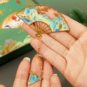 佳茉中国风金属书签毕业故宫文创送学生艺术千里江山图纪念品开学季伴手礼随机发货元宵三八女神妇女节