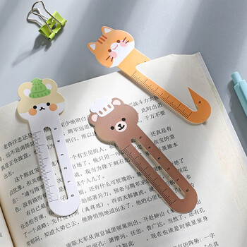 誉禾卡通标尺书签夹纸质书页夹带刻度可爱动物学生分页夹奖励品创意礼物开学用品30枚 4241