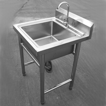 不锈钢水池单槽洗手盆带支架洗菜洗碗商用大号落地厨房洗手台家用 单