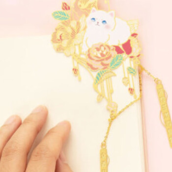奉旨故宫文创 宫猫花影-十二花神故宫猫书签 黄铜金属创意 学生生日毕业礼物 十一月月季单支装 奉旨故宫文创 宫猫花影-十二花神故宫猫书签 黄铜金属创意 学生生日毕业礼物 十一月月季单支装