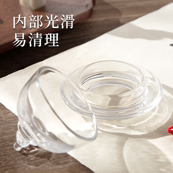 梅林笔庄印泥盒透明玻璃盒文房四宝初学者书法国画专用学生保湿砚台毛笔墨汁防蒸发不干墨多功能透明墨盒