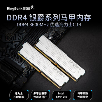 金百达（KINGBANK）64GB(32G×2)套装 DDR4 3600 台式机内存条海力士原装CJR颗粒 银爵 C18