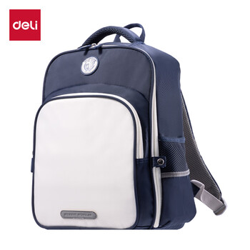 得力（deli）学院系列小学生学习套装 含简约时尚书包 超轻大容量双肩包全开式护脊减负背包 及笔袋补习袋 蓝色