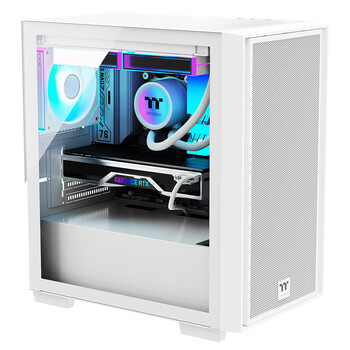 Thermaltake（Tt）启航者F4 白色 Mini小机箱水冷电脑主机（支持MATX主板/钢化玻璃侧透/铁网面板/支持背线）