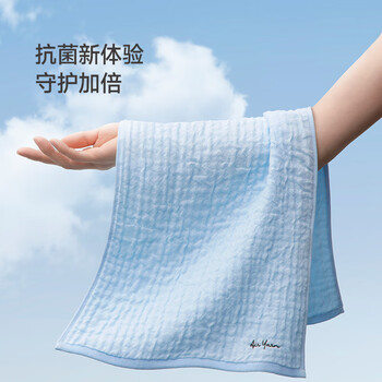 最生活成人纱布毛巾纯棉2条装 6层柔纱轻薄透气家用毛巾 柔软洗澡洗脸巾