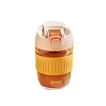 果兹（GUOZI）GZ-J013双饮口玻璃咖啡杯350ml（单位：个）柠檬黄