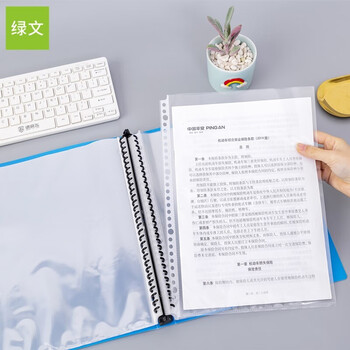绿文30孔中厚文件袋A4夹打孔袋塑料透明活页资料袋适配2/4/30孔文件保护膜防水透明公文袋插页收纳袋