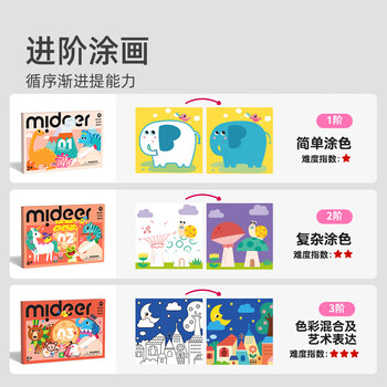 弥鹿（MiDeer）儿童手工涂画幼儿园宝宝益智脑力进阶涂画-高阶款儿童生日开学礼物