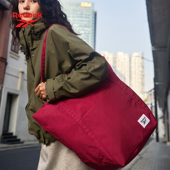 锐步防泼水耐磨手提斜挎包大容量男女同款户外通勤休闲包 酒红色