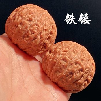 收藏级门墩核桃 文玩 二手】門墩，TJ14號文玩核桃，門墩，43.6的野生門墩獅子頭把玩