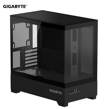 技嘉（GIGABYTE）破空C201G全景式上下分仓机箱熏黑钢化玻璃侧透兼容顶置360/侧240水冷散热 快拆防尘滤网 黑M-ATX