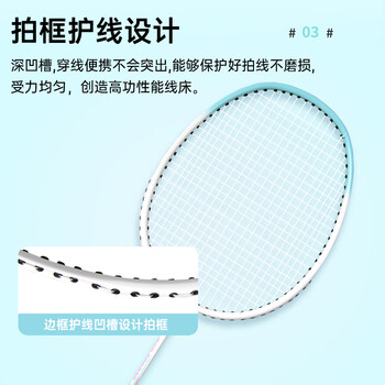 红双喜（DHS）羽毛球拍对拍套装(含手胶/球)深凹槽防磨升级训练羽拍   