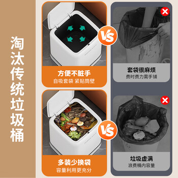 佳帮手客厅垃圾桶12.4L带盖大号气压铺袋家用厨房卫生间厕所卧室网红桶