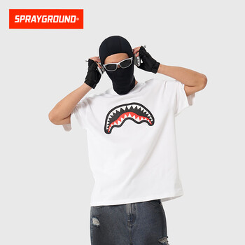 人気★SPRAYGROUND★ Tシャツ 半袖 シャーク 男女兼用 3色 SPRAYGROUND专柜- 京东