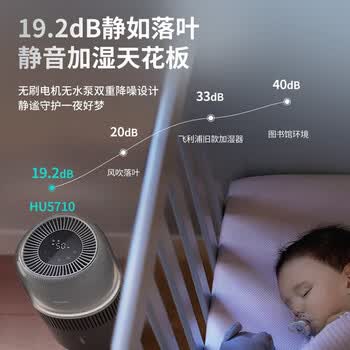 飞利浦（PHILIPS）无雾加湿器 静音大容量 母婴级卧室孕妇婴儿 纯净式冷蒸发五重抑菌智能调节HU5710/13黑色